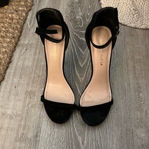 Miss Lola Black Suede Heels